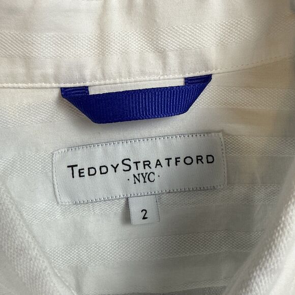 Teddy Stratford Men's M White Hidden Zip + Button Up  Shirt Long Sleeve Slim Fit - Picture 3 of 9